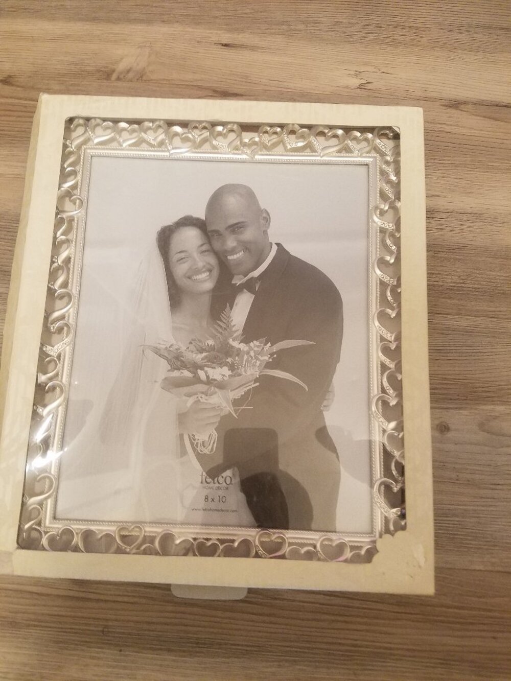 Fetco Silver Heart-Trim Photo Frame With Diamond Accents  Border Heart  8x10